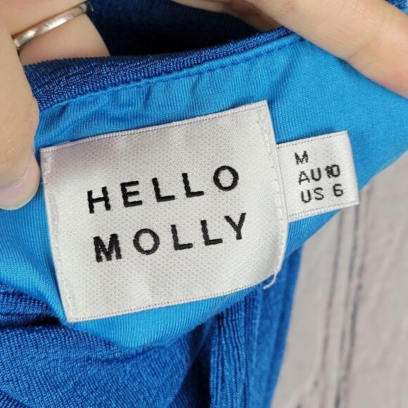 Hello Molly blue no bad vibes tie halter ruched side slit woven midi dress - Picture 9 of 12